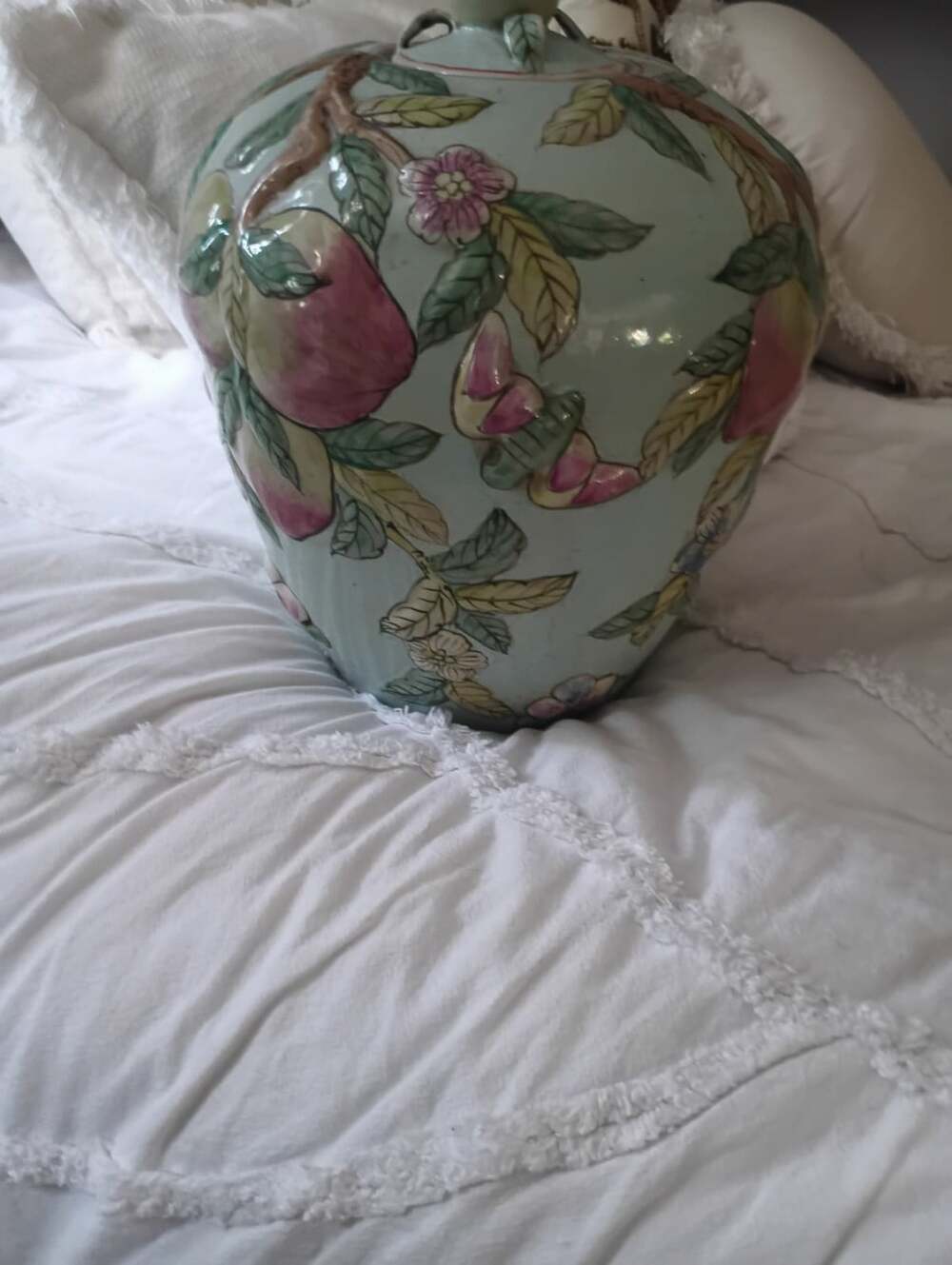 MID 20TH CENTURY LARGE CHINOISERIE PLUM GINGER JAR